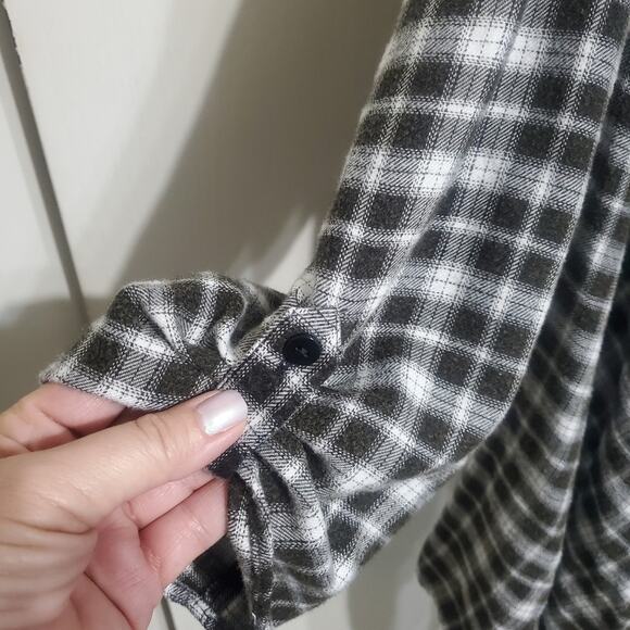 Knox Rose Dark Brown White Plaid Open Waterfall Shawl Cardigan Size Large - Picture 8 of 12